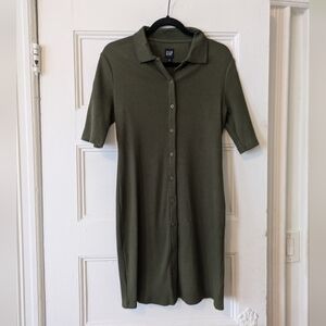 NWT GAP Olive Green Button-Up Dress